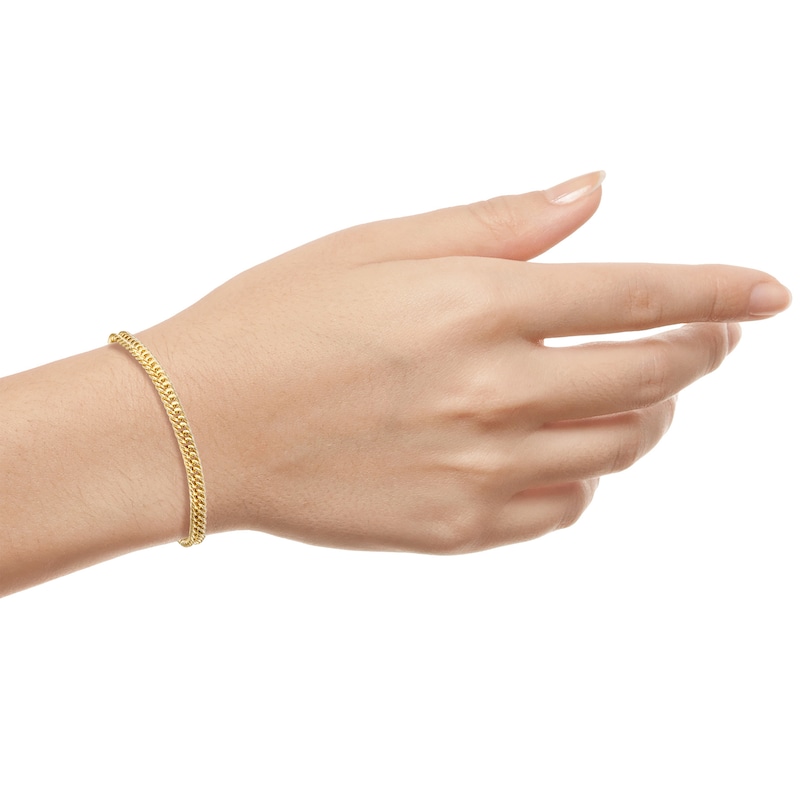Main Image 3 of 1.4mm Double Curb Chain Bracelet 24K Yellow Gold Vermeil Hollow Sterling Silver 7.5"