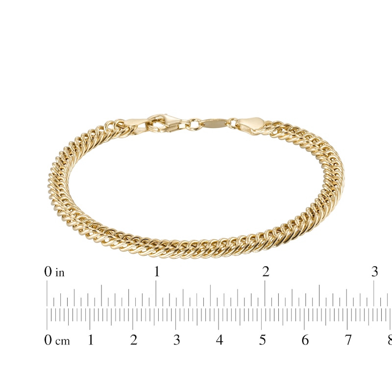 Main Image 4 of 1.4mm Double Curb Chain Bracelet 24K Yellow Gold Vermeil Hollow Sterling Silver 7.5"