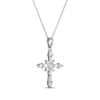 Thumbnail Image 2 of Baguette & Round-Cut White Lab-Created Sapphire Cross Necklace Sterling Silver 18"