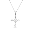 Thumbnail Image 3 of Baguette & Round-Cut White Lab-Created Sapphire Cross Necklace Sterling Silver 18"