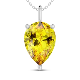 Pear-Shaped Citrine Necklace Sterling Silver 18"