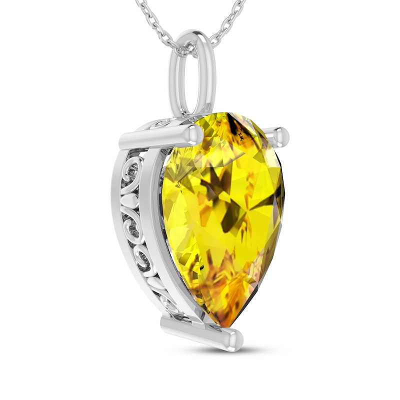 Main Image 2 of Pear-Shaped Citrine Necklace Sterling Silver 18"