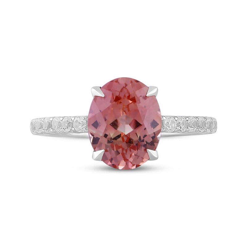 Main Image 3 of Oval-Cut Rainbow Lab-Created Sapphire & White Lab-Created Sapphire Ring Sterling Silver