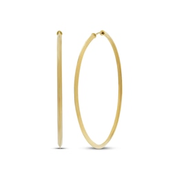 Knife Edge Flex Endless Hoop Earrings Hollow 10K Yellow Gold 43mm