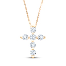 KAY Lab-Grown Diamonds Mini Cross Necklace 1/3 ct tw 10K Yellow Gold 18"