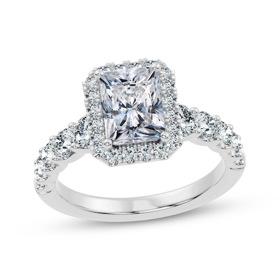 Adore Lab-Grown Diamonds Certified Radiant-Cut Halo Engagement Ring 2-1/2 ct tw 14K White Gold