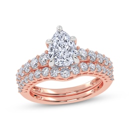 Adore Lab-Grown Diamonds Certified Pear-Shaped Bridal Set 2 ct tw 14K Rose Gold