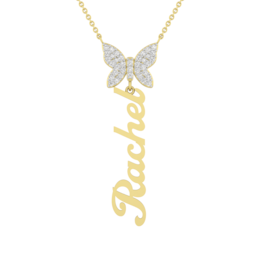 Nameplate Butterfly Necklace