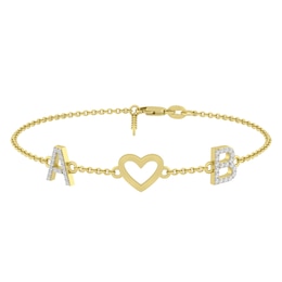 1/6 Ct. tw Diamond Initials Couple's Heart Bracelet