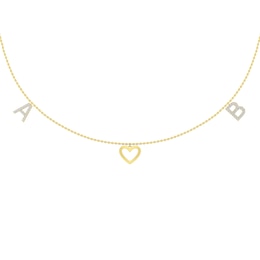 1/6 Ct. tw Diamond Initials Couple's Heart Necklace