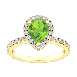 Peridot and White Topaz Fashion Ring 10K Yellow Gold