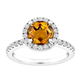 Citrine and White Topaz Fashion Ring Sterling Silver