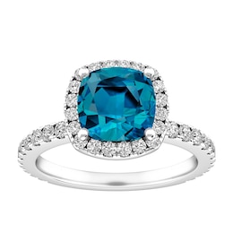 London Blue Topaz and White Topaz Fashion Ring Sterling Silver