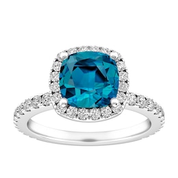 London Blue Topaz and White Topaz Fashion Ring Sterling Silver