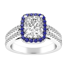 White Topaz and Sapphire Fashion Ring Sterling Silver