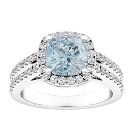 Aquamarine and White Topaz Fashion Ring Sterling Silver