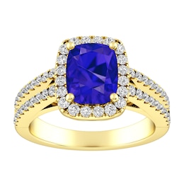 Tanzanite and White Topaz Fashion Ring 10K Yellow Gold
