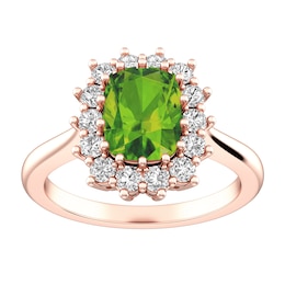 Peridot and White Topaz Fashion Ring 10K Rose Gold