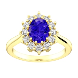 Tanzanite and White Topaz Fashion Ring 10K Yellow Gold