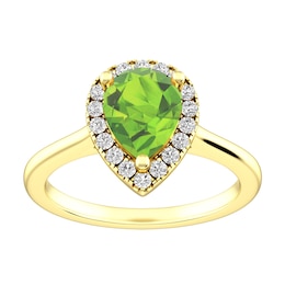 Peridot and White Topaz Fashion Ring 10K Yellow Gold