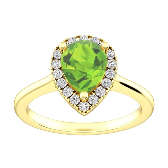Peridot and White Topaz Fashion Ring 10K Yellow Gold