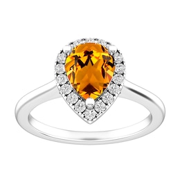 Citrine and White Topaz Fashion Ring Sterling Silver