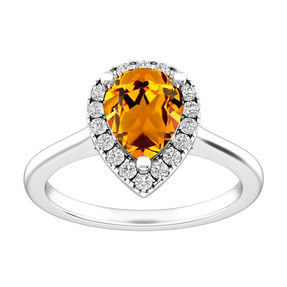 Citrine and White Topaz Fashion Ring Sterling Silver