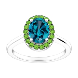 London Blue Topaz and Peridot Fashion Ring Sterling Silver