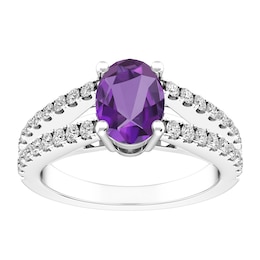 Amethyst and White Topaz Fashion Ring Sterling Silver