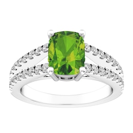 Peridot and White Topaz Fashion Ring Sterling Silver
