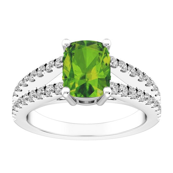 Peridot and White Topaz Fashion Ring Sterling Silver