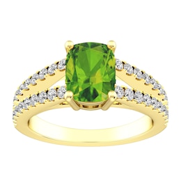Peridot and White Topaz Fashion Ring 10K Yellow Gold