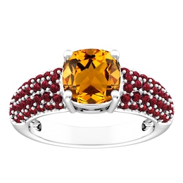 Citrine and Garnet Fashion Ring Sterling Silver