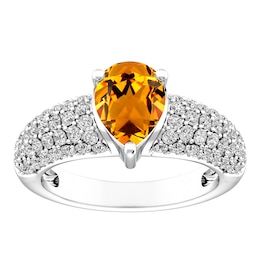 Citrine and White Topaz Fashion Ring Sterling Silver