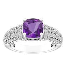 Amethyst and White Topaz Fashion Ring Sterling Silver