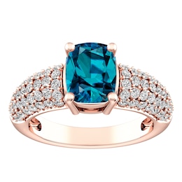 London Blue Topaz and White Topaz Fashion Ring 10K Rose Gold