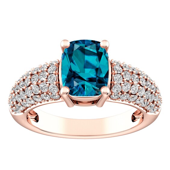 London Blue Topaz and White Topaz Fashion Ring 10K Rose Gold