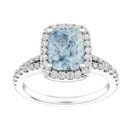 Aquamarine and White Topaz Fashion Ring Sterling Silver