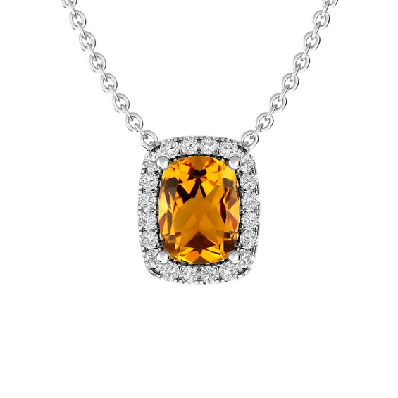 Citrine and White Topaz Fashion Pendant Sterling Silver