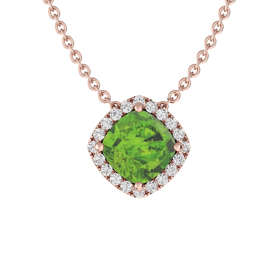 Peridot and White Topaz Fashion Pendant 10K Rose Gold