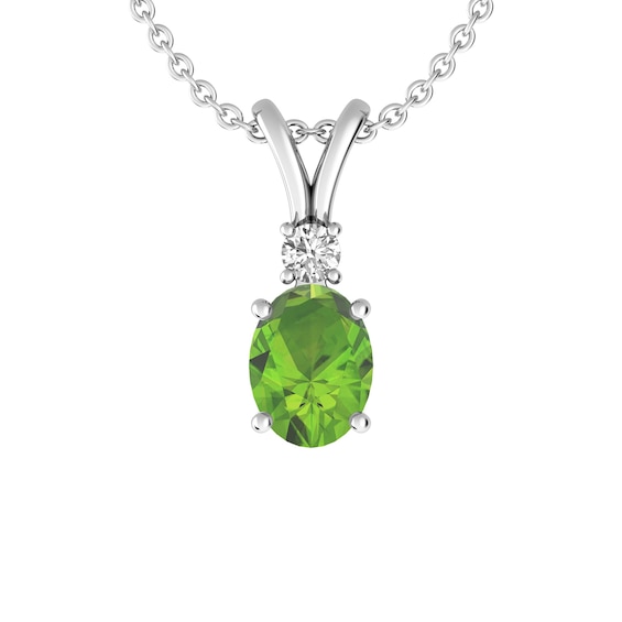 Peridot and White Topaz Fashion Pendant Sterling Silver