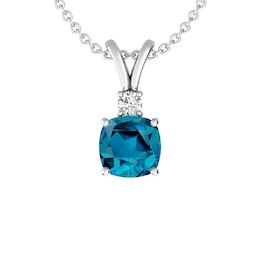London Blue Topaz and White Topaz Fashion Pendant Sterling Silver