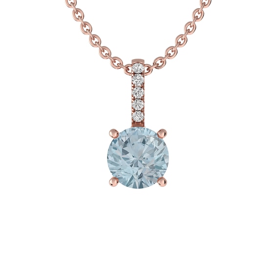 Aquamarine and White Topaz Fashion Pendant 10K Rose Gold