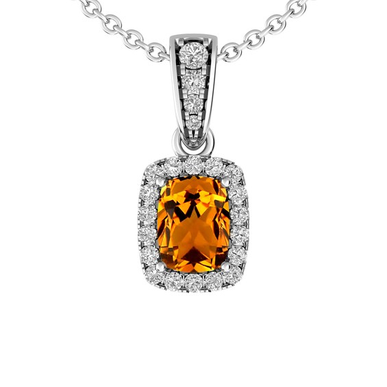Citrine and White Topaz Fashion Pendant Sterling Silver