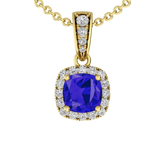 Tanzanite and White Topaz Fashion Pendant 10K Yellow Gold