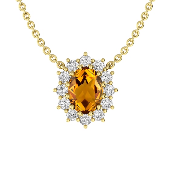 Citrine and White Topaz Fashion Pendant 10K Yellow Gold
