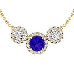 Tanzanite and White Topaz Fashion Pendant 10K Yellow Gold
