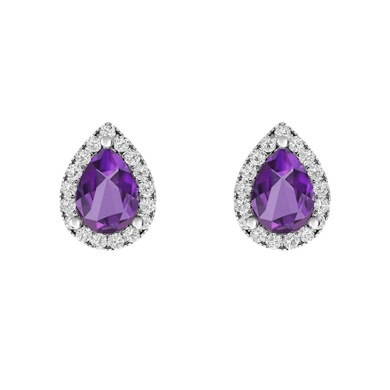 Amethyst and White Topaz Fashion Earrings Sterling Silver