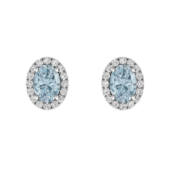Aquamarine and White Topaz Fashion Earrings Sterling Silver