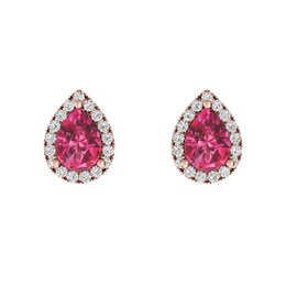Pink Tourmaline and White Topaz Fashion Earrings 10K Rose Gold